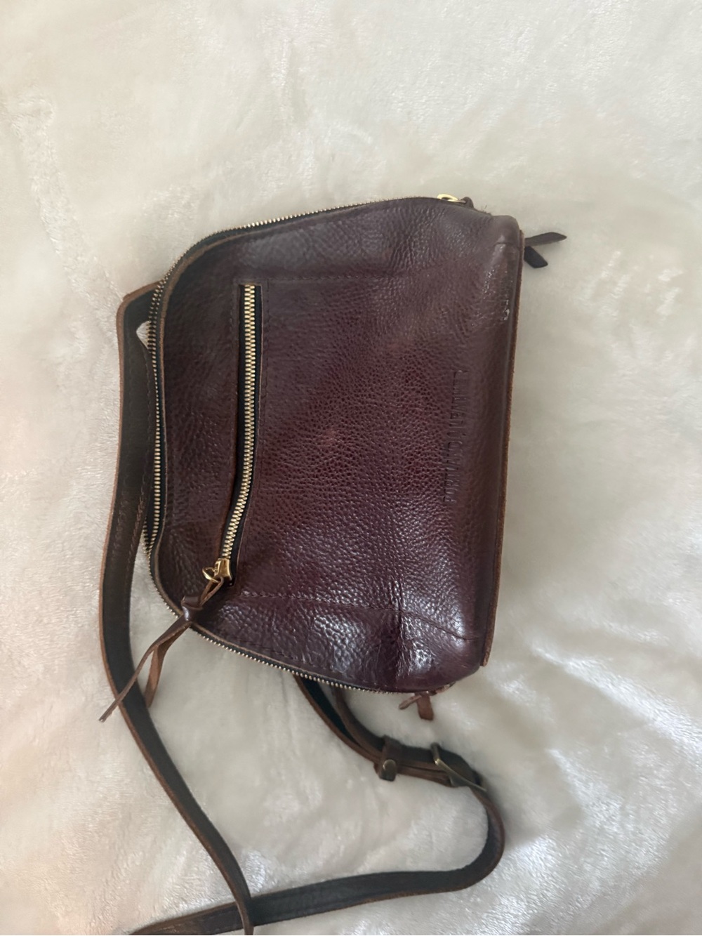 Portland Leather Dark Brown Pebbled Leather Crossbody Bag